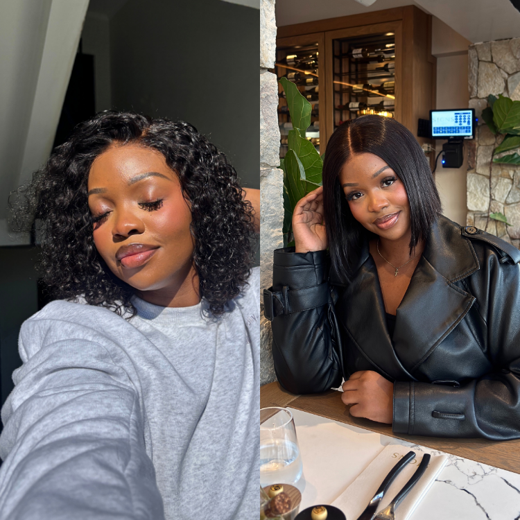 [thulimn]'s Special Link 180% Density Deep Curl Bob 4x4 Closure Lace 12 inches Wig+Blunt Cut Bob 4x4 Closure Lace 08 inches Wig-01