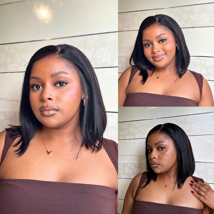 [mphomodisha]'s Special Link NatureMAX™ Silky Blunt Cut Bob Glueless Ear-to-ear 13x4 HD Lace Front Wig Pre-Cut Lace Flexi-Fit Drawstring Cap-01