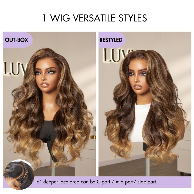 Luvme All-Day Comfort™ Wig 180% Density Sun-Kissed Blonde Ombre Highlight Loose Body Wave Glueless 7x6 Closure HD Lace Wig Pre-Cut Lace-16