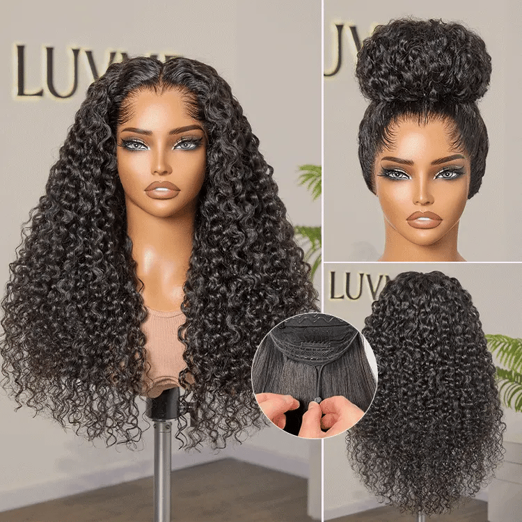 Pre-do Lagos Hairline Flexi Fit Invisi Drawstring Cap 200% Density New Fummi Curly Glueless 13x4 Frontal Lace Wig Pre-Cut Lace-01