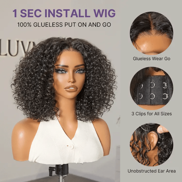 1 Sec Install Wig | 180% Density ReadytoGo Soft Deep Curl Bob Glueless 4x4 Closure Lace Wig-27