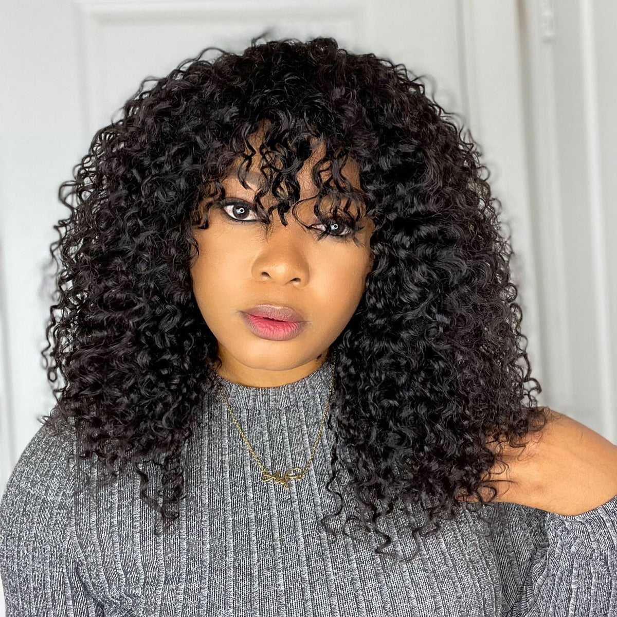 Worth | True Scalp Short Water Wave No Lace Glueless Wig with Curly Bangs-03