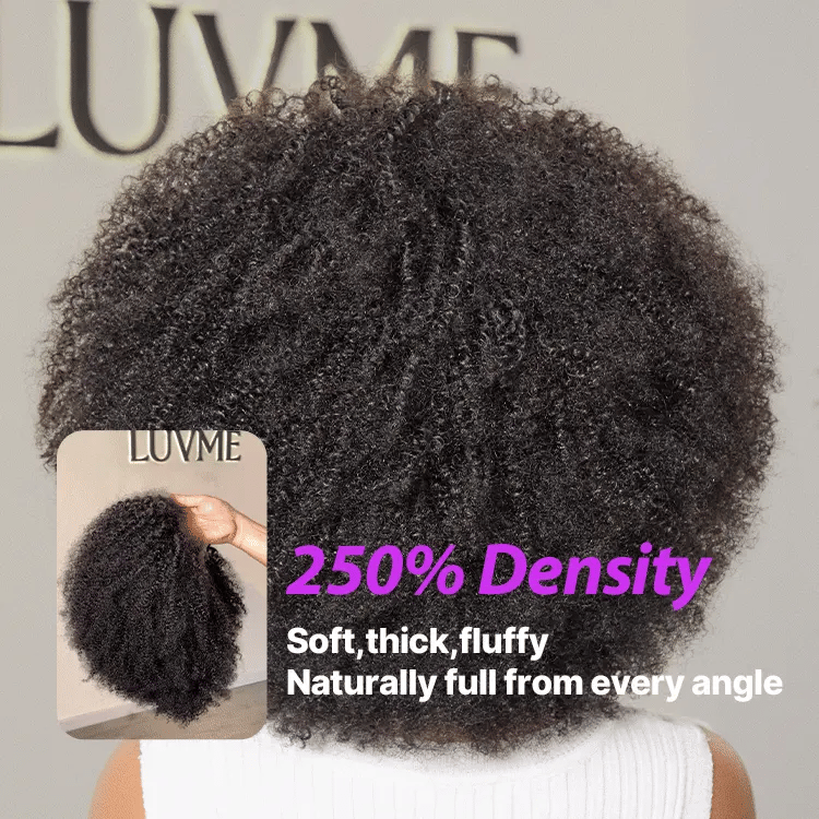 Pre-do Lagos Hairline Flexi Fit Invisi Drawstring Cap 250% Density Natural Black Kinky Curly Glueless 13x4 Frontal HD Lace 12 inches Wig Pre-Cut Lace-13