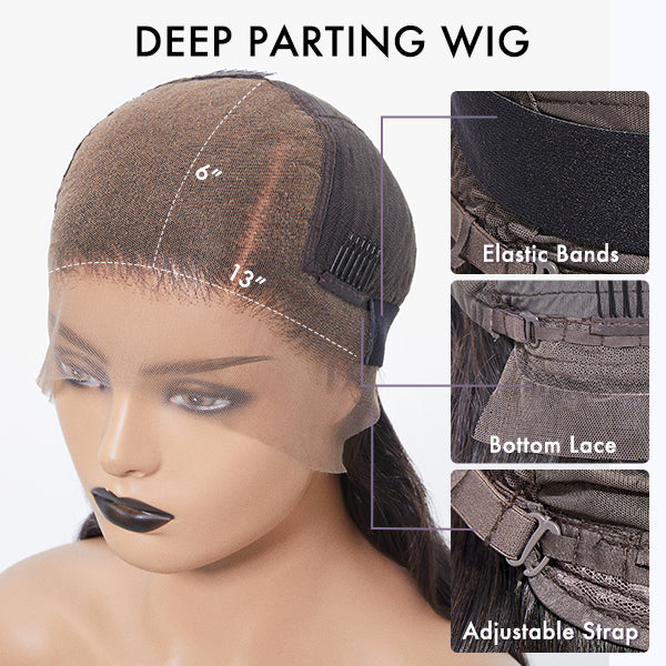 Outlet | Brown Highlight Body Wave Glueless 13x6 Frontal Lace Wig Pre-Cut Lace-04