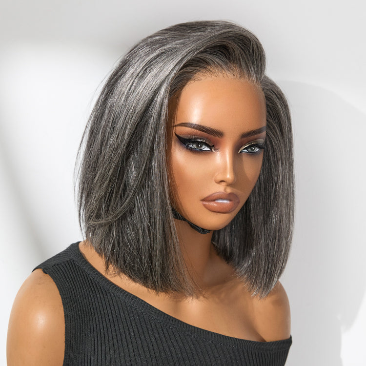 Worth I AiryFit™ Scalp Care Wigs -Salt and Pepper Glueless Minimalist HD Lace Bob Wig Pre-Cut Lace-01
