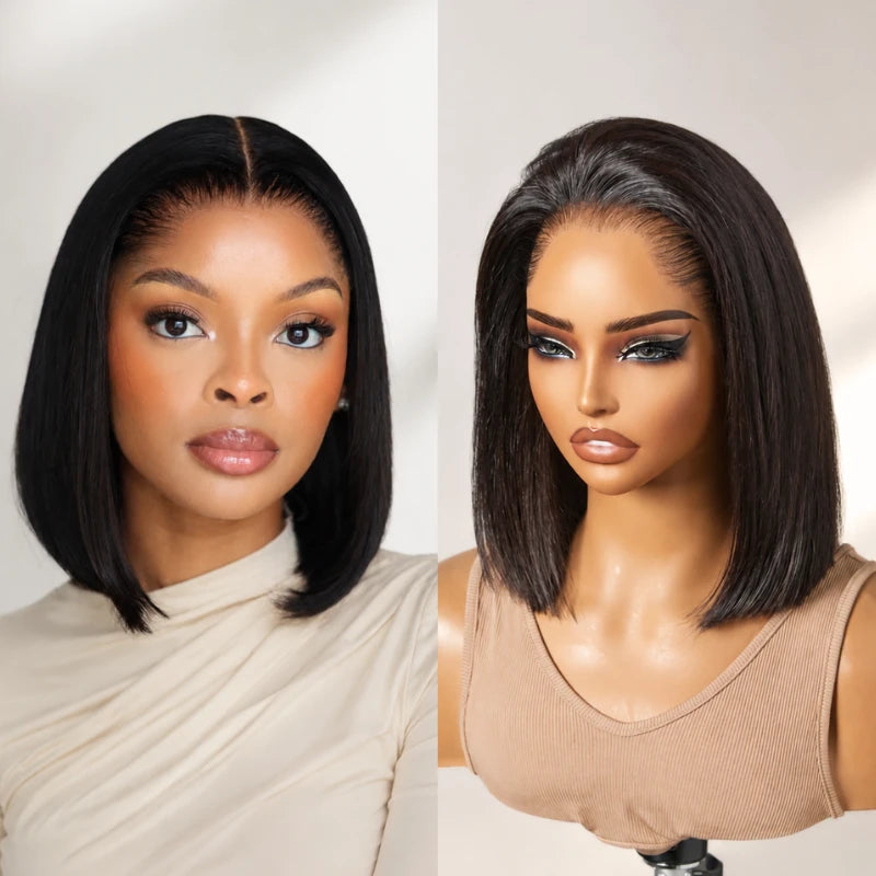 Pre-do Lagos Hairline Flexi Fit Invisi Drawstring Cap Silky Straight Bob 13x4 Frontal HD Lace Wig Pre-Cut Lace-19