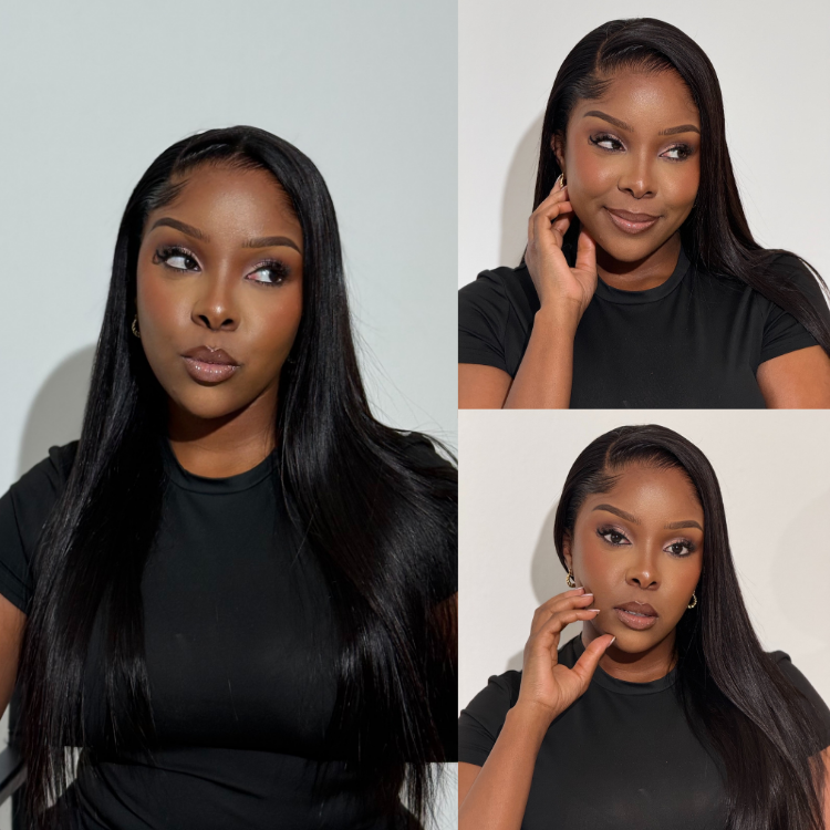 [Jenna]'s Special Link Pre-do Lagos Hairline Flexi Fit Invisi Drawstring Cap Natural Black & Copper Ombre Highlights Silky Straight Glueless 13x4 Frontal HD Lace Wig Pre-Cut Lace-01