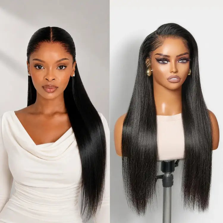 Pre-do Lagos Hairline Flexi Fit Invisi Drawstring Cap Natural Black & Copper Ombre Highlights Silky Straight Glueless 13x4 Frontal HD Lace Wig Pre-Cut Lace-30