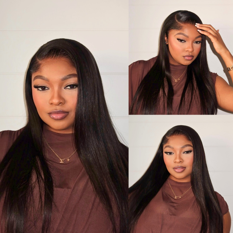 [siweee.k]'s Special Link Pre-do Lagos Hairline Flexi Fit Invisi Drawstring Cap Natural Black & Copper Ombre Highlights Silky Straight Glueless 13x4 Frontal HD Lace Wig Pre-Cut Lace-01