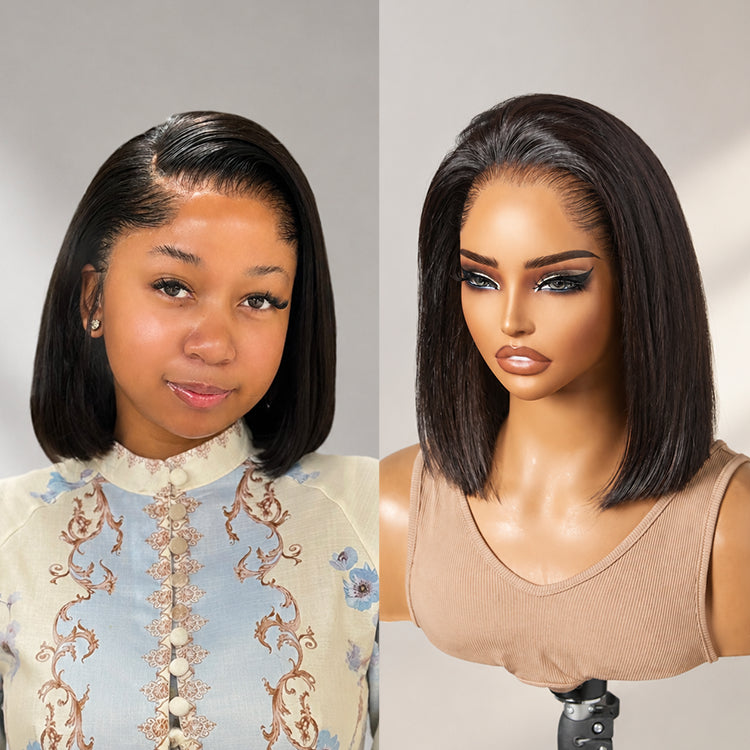 Pre-do Lagos Hairline Flexi Fit Invisi Drawstring Cap Silky Straight Bob 13x4 Frontal HD Lace Wig Pre-Cut Lace-20