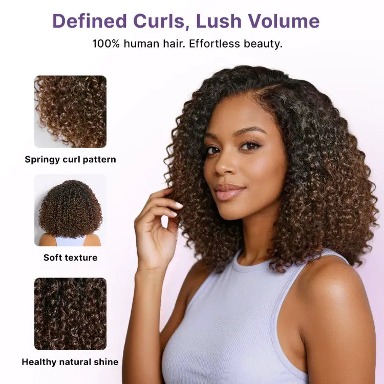 VolumeMAX™ 200% Density ReadytoGo Beginner Friendly Ombre Blonde Glueless 5x5 Closure Lace HD Lace Small Kinky Curly 14 inches C Part Wig-17