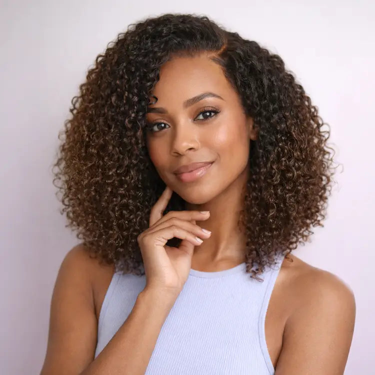 VolumeMAX™ 200% Density ReadytoGo Beginner Friendly Ombre Blonde Glueless 5x5 Closure Lace HD Lace Small Kinky Curly 14 inches C Part Wig-19