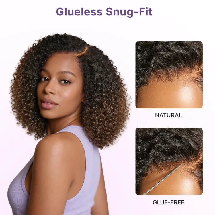 VolumeMAX™ 200% Density ReadytoGo Beginner Friendly Ombre Blonde Glueless 5x5 Closure Lace HD Lace Small Kinky Curly 14 inches C Part Wig-16