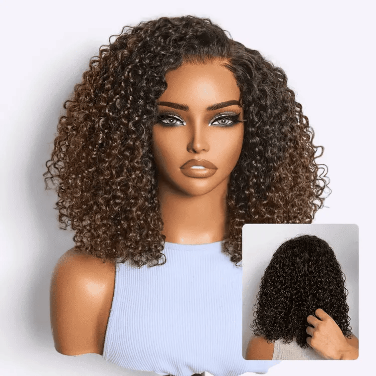 VolumeMAX™ 200% Density ReadytoGo Beginner Friendly Ombre Blonde Glueless 5x5 Closure Lace HD Lace Small Kinky Curly 14 inches C Part Wig-15