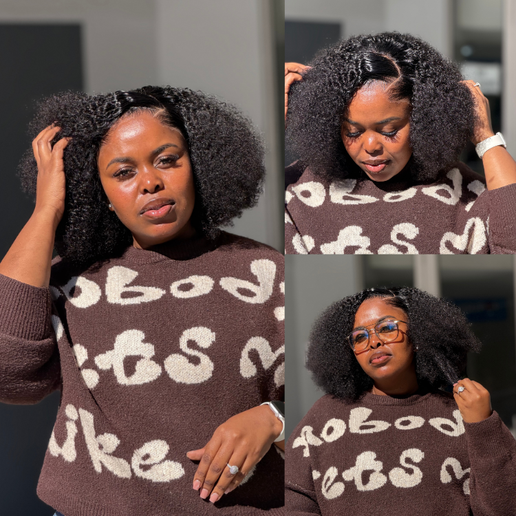 [lelethu.grace]'s Special Link Pre-do Lagos Hairline Flexi Fit Invisi Drawstring Cap 250% Density Natural Black Kinky Curly Glueless 13x4 Frontal HD Lace 12 inches Wig Pre-Cut Lace-01