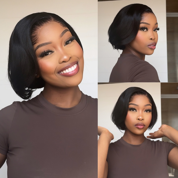 [remofilwe__]'s Special Link Pre-do Lagos Hairline Flexi Fit Invisi Drawstring Cap 180% Density Natural Black Pixie Cut Bob Glueless 13x4 Frontal HD Lace Wig 08 Inches-01
