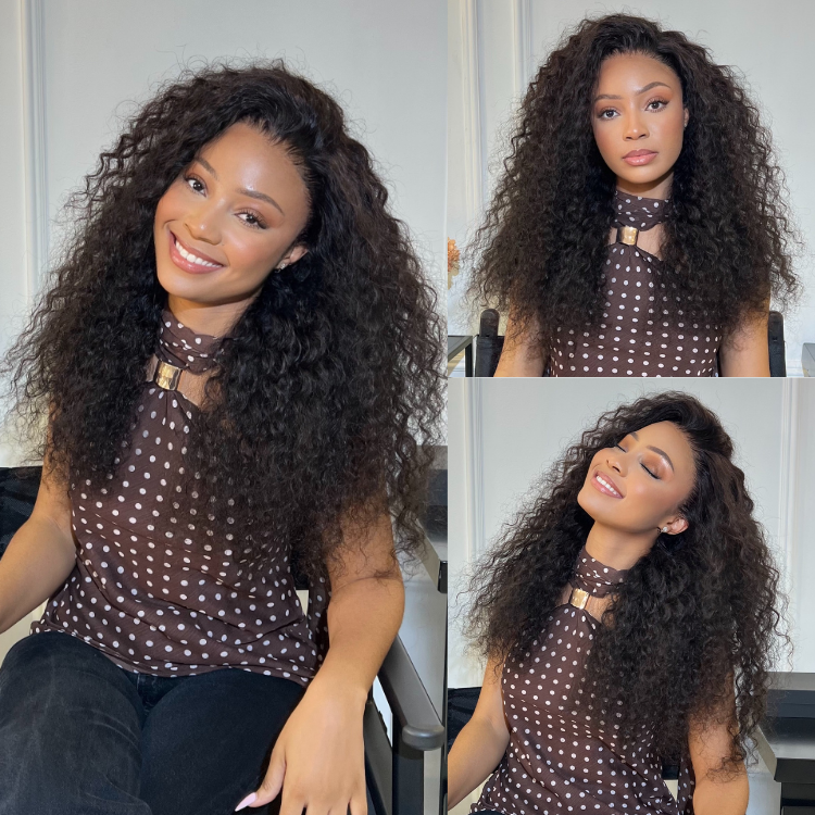 [bucieza]'s Special Link PreMax Wigs | Flexi-Fit Invisi Drawstring Cap 360 Lace HD Lace Natural Black & Brown Highlights Water Wave Wig Pre-Cut Lace-01