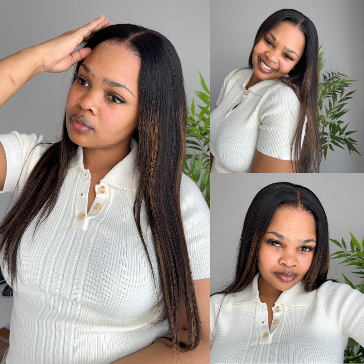 [paabi_]'s Special Link PreMax Wigs | Ultra Natural Hairline Brown Highlight & Natural Black Silky Straight Regular Cap & Drawstring Cap Glueless 13x4 Frontal Lace Long Wig Pre-Cut Lace-01