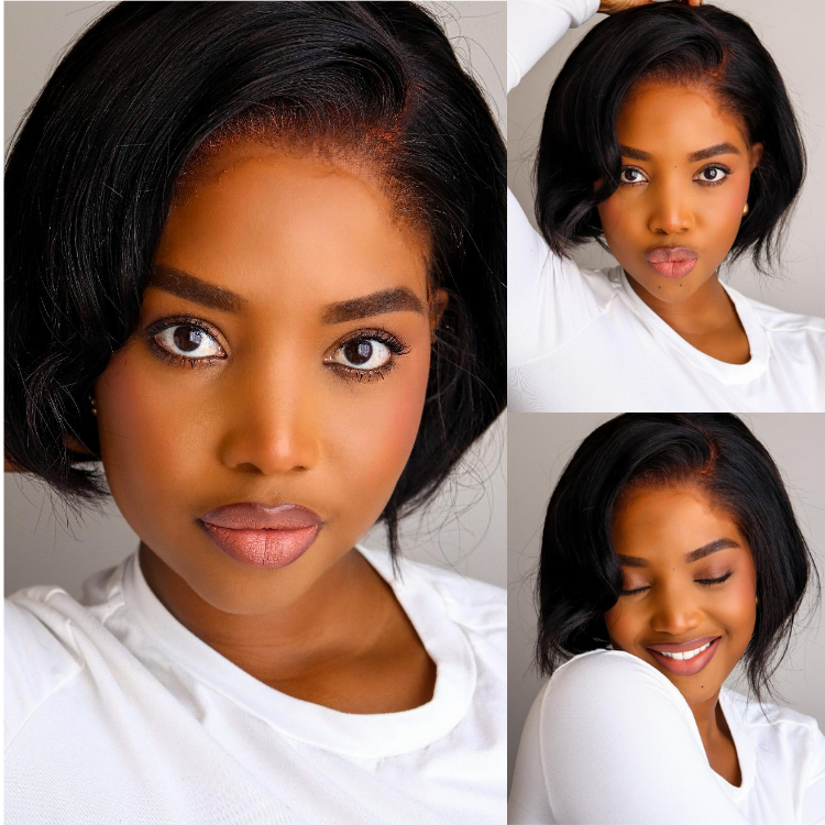 [amanda_tm]'s Special Link Pre-do Lagos Hairline Flexi Fit Invisi Drawstring Cap 180% Density Natural Black Pixie Cut Bob Glueless 13x4 Frontal HD Lace Wig 08 Inches-01