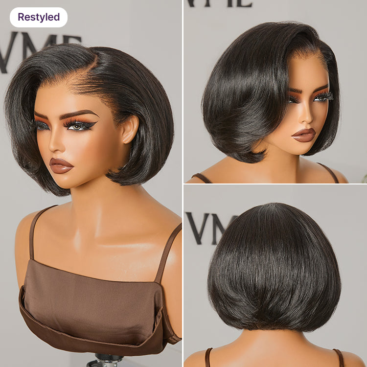 [ohstha_]'s Special Link Pre-do Lagos Hairline Flexi Fit Invisi Drawstring Cap 180% Density Natural Black Pixie Cut Bob Glueless 13x4 Frontal HD Lace Wig 08 Inches-08