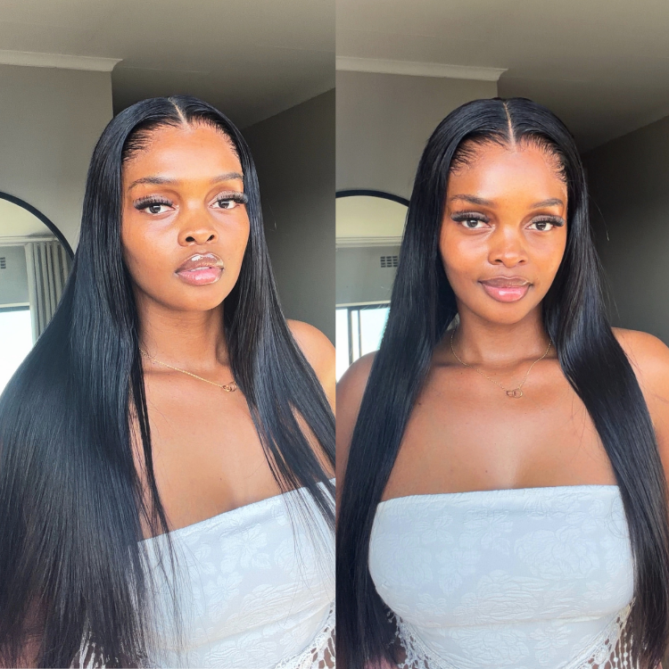 [lelomthabela]'s Special Link Pre-do Lagos Hairline Flexi Fit Invisi Drawstring Cap Natural Black & Copper Ombre Highlights Silky Straight Glueless 13x4 Frontal HD Lace Wig Pre-Cut Lace-01