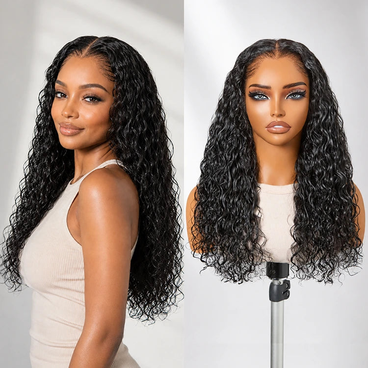 Pre-do Lagos Hairline Flexi Fit Invisi Drawstring Cap 200% Density Water Wave Glueless 13x4 Frontal HD Lace Wig Pre-Cut Lace-18