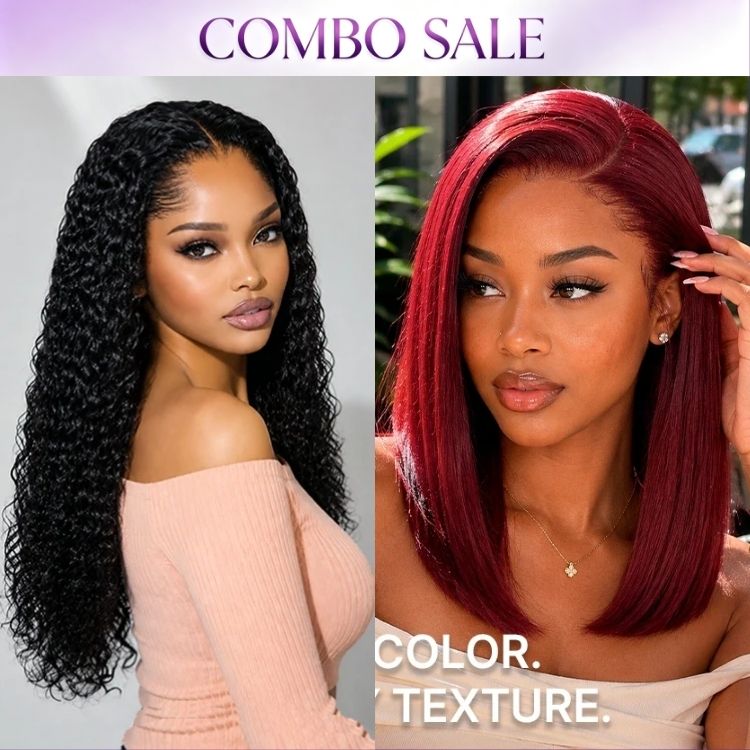 2 For 1 | Pre-do Lagos Hairline Flexi Fit Invisi Drawstring Cap 200% Density New Fummi Curly Glueless 13x4 Frontal Lace Wig+ Ready to Go 180% Density Burgundy Glueless Minimalist HD Lace Short Bob Wig-04
