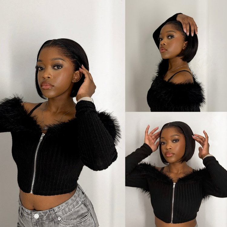 [palesakobelii]'s Special Link Pre-do Lagos Hairline Flexi Fit Invisi Drawstring Cap 180% Density Natural Black Pixie Cut Bob Glueless 13x4 Frontal HD Lace Wig 08 Inches-01