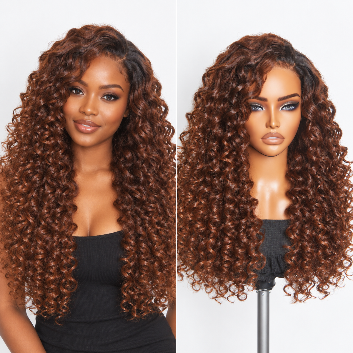 Worth I Luvme Hair PartingMax Glueless Wig Ombre Copper Brown Water Wave 7x6 Closure HD Lace Wig-19