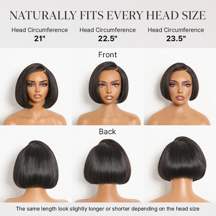 [_samiey__]'s Special Link 180% Density Sleek Short Bob Minimalist HD Lace Wig Pre-cut Lace All-Day Comfort Cap 8 inches-14