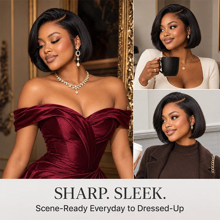 [nikkishange]'s Special Link 180% Density Sleek Short Bob Minimalist HD Lace Wig Pre-cut Lace All-Day Comfort Cap 8 inches-07