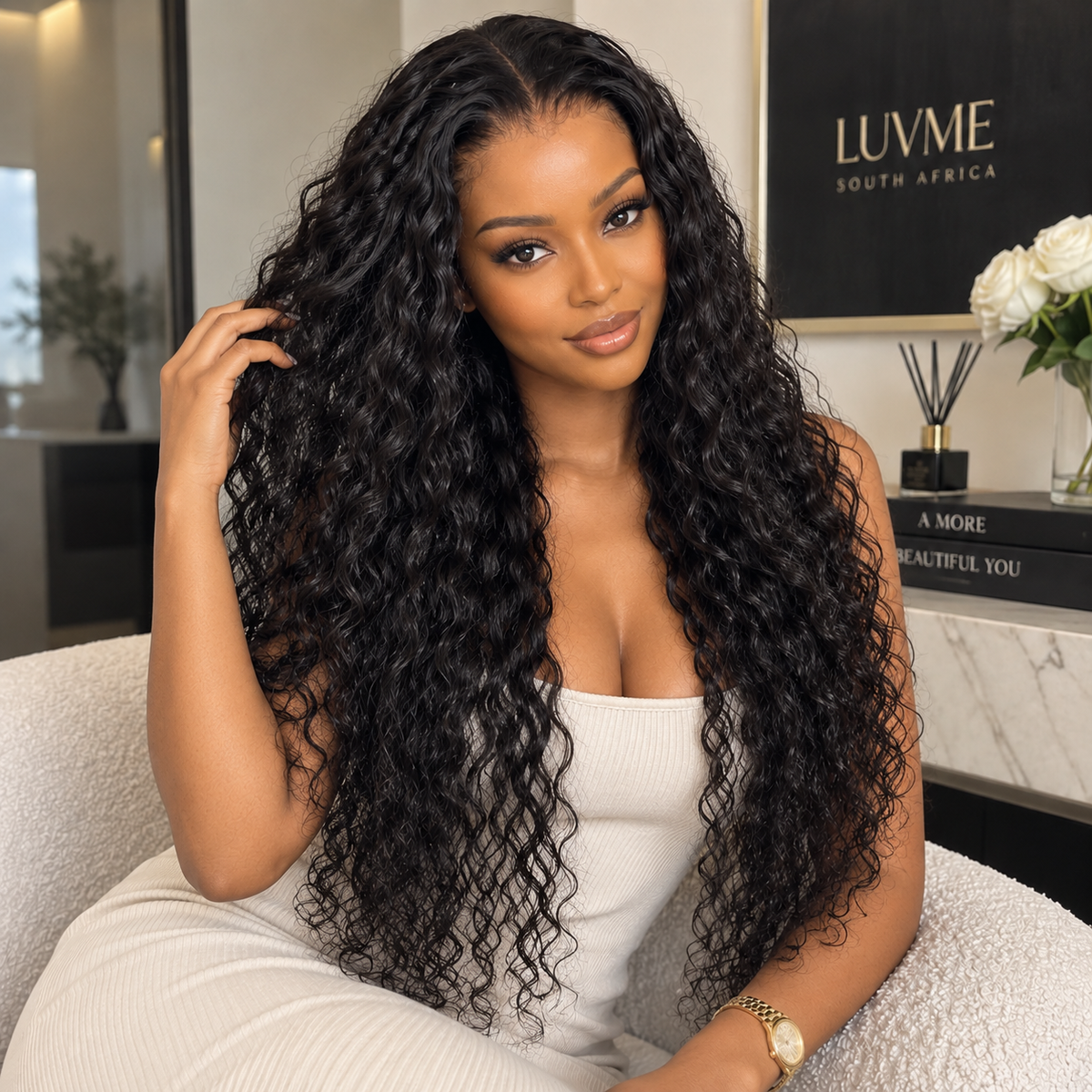 OUTLET | PreMax Invisi Drawstring Cap 360 HD Lace Water Wave Human Hair Wig Natural Hairline-SA ONLY-01