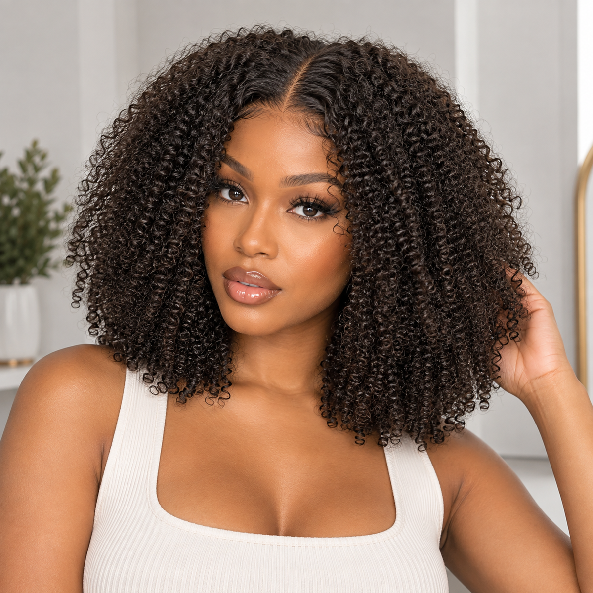 OUTLET | Natural Black Jerry Curly Wig  HD Lace 5*5 Closure Lace Wig- SA ONLY-04