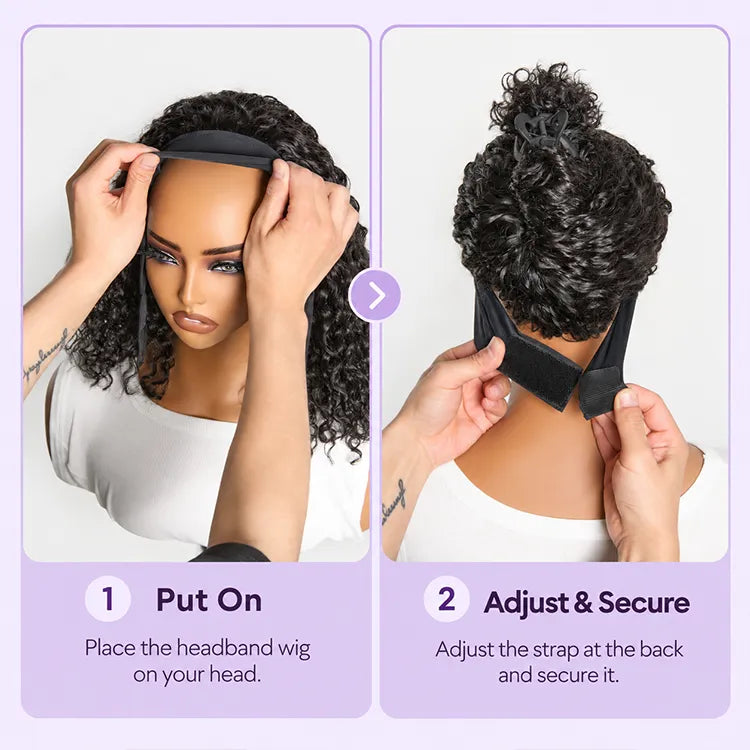 Beginner Friendly Water-Wave Wet and Wavy Headband Wig with Integrated Cooling Silk Headband, Effortless Wet-to-Dry Transformation (Get 2 Free Headbands)-07