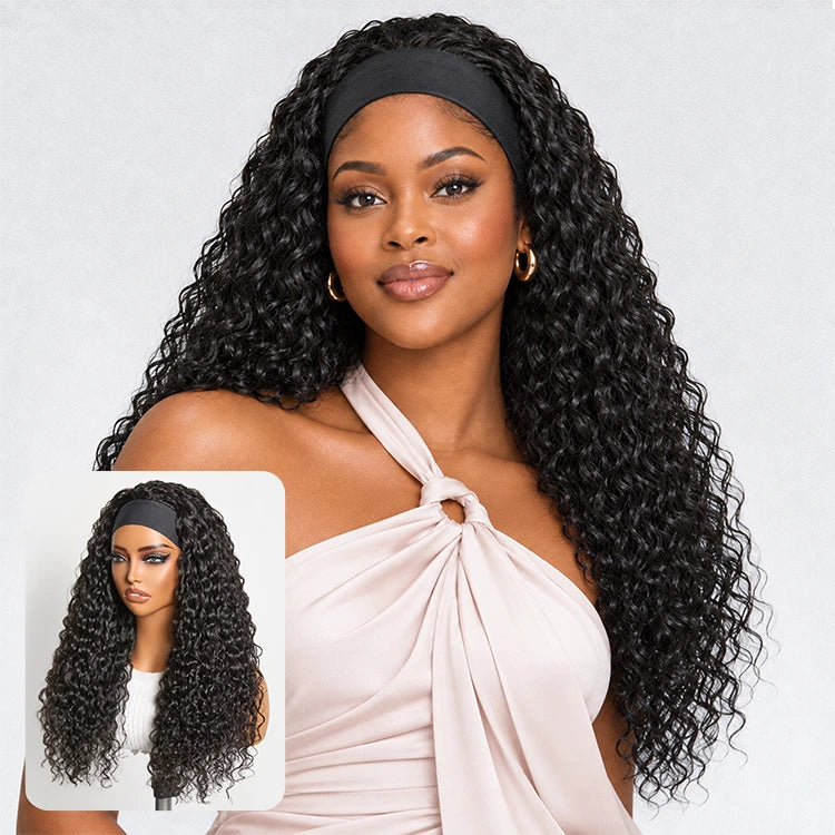 Beginner Friendly Water-Wave Wet and Wavy Headband Wig with Integrated Cooling Silk Headband, Effortless Wet-to-Dry Transformation (Get 2 Free Headbands)-10