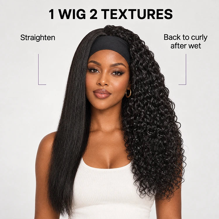 Beginner Friendly Water-Wave Wet and Wavy Headband Wig with Integrated Cooling Silk Headband, Effortless Wet-to-Dry Transformation (Get 2 Free Headbands)-02