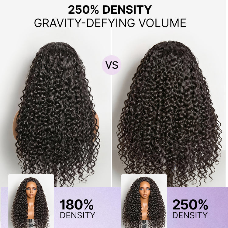VolumeMAX™ 250% Density Fluffy & Full Water Wave Glueless Half Wig Flexi-Fit Drawstring-06