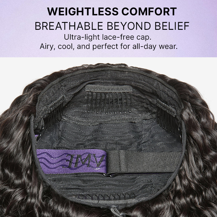 VolumeMAX™ 250% Density Fluffy & Full Water Wave Glueless Half Wig Flexi-Fit Drawstring-09