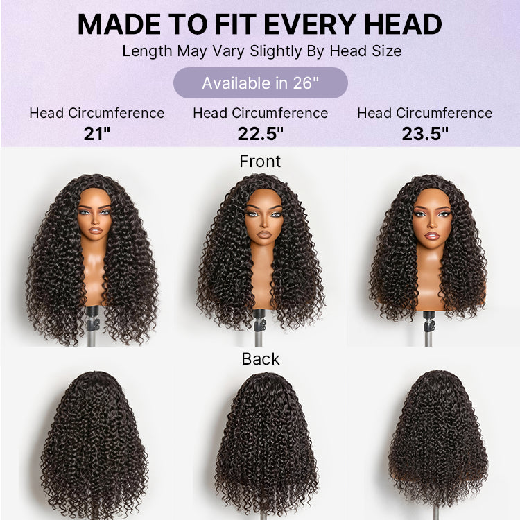 VolumeMAX™ 250% Density Fluffy & Full Water Wave Glueless Half Wig Flexi-Fit Drawstring-12