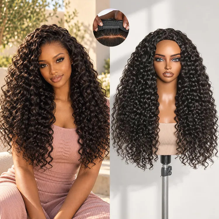 VolumeMAX™ 250% Density Fluffy & Full Water Wave Glueless Half Wig Flexi-Fit Drawstring-14
