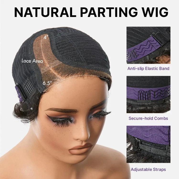 2 For 1 | Beginner Friendly Natural Black Lightweight Roll Curl Glueless Minimalist HD Lace Short Pixie Cut Wig + 170% Density ReadytoGo Knotless Fulani Braids Natural Afro Glueless 13x4 Frontal Lace Wig-02