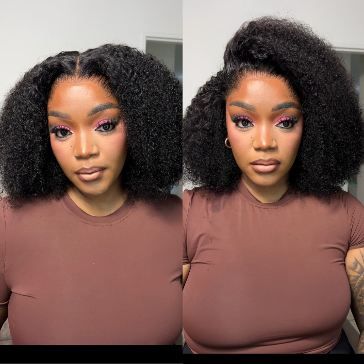 [kamo_leslie]'s Special Link Pre-do Lagos Hairline Flexi Fit Invisi Drawstring Cap 250% Density Natural Black Jerry Curl Glueless 13x4 Frontal HD Lace 14 inches Wig Pre-Cut Lace-01