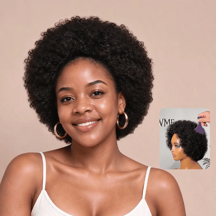 3-In-1 Half Wig Afro Kinky Curly Glueless Flexi-Fit Drawstring Cap 04 Inches-01