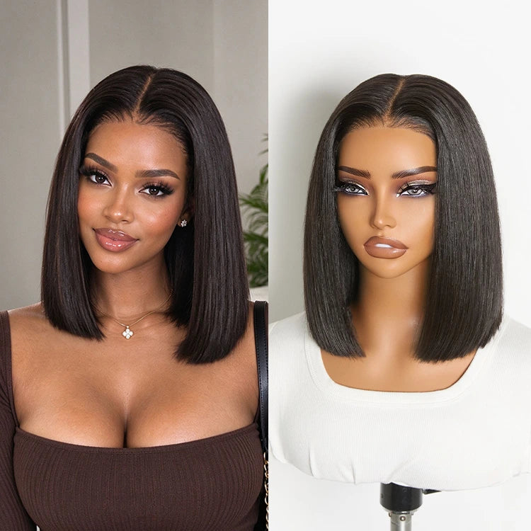 PreMax Wigs | ReadytoGo 4x4 Closure Regular Lace & 5x5 Closure HD Lace Blunt Cut Bob Wig Bone Straight-16
