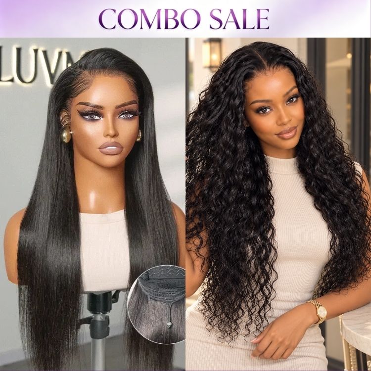 2 For 1 | PreMax 180% Water Wave Glueless Flexi-Fit Drawstring 13x4 Frontal Lace Fluffy Curly Wig+Pre-do Lagos Hairline Flexi Fit Invisi Drawstring Cap Silky Straight Glueless 13x4 Frontal HD Lace Wig-01