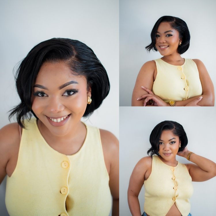 [tusani_dlamini]'s Special Link Pre-do Lagos Hairline Flexi Fit Invisi Drawstring Cap 180% Density Natural Black Pixie Cut Bob Glueless 13x4 Frontal HD Lace Wig 08 Inches-01