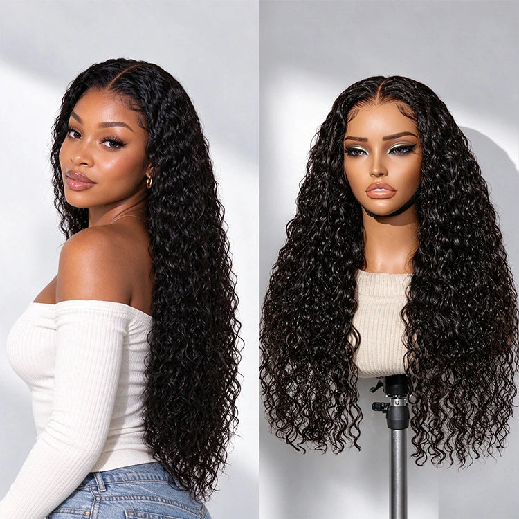 VolumeMAX™ 180% / 220% Density Water Wave Glueless Flexi-Fit Drawstring 13x4 Frontal Lace Fluffy Curly Wig Pre-Cut Lace-28