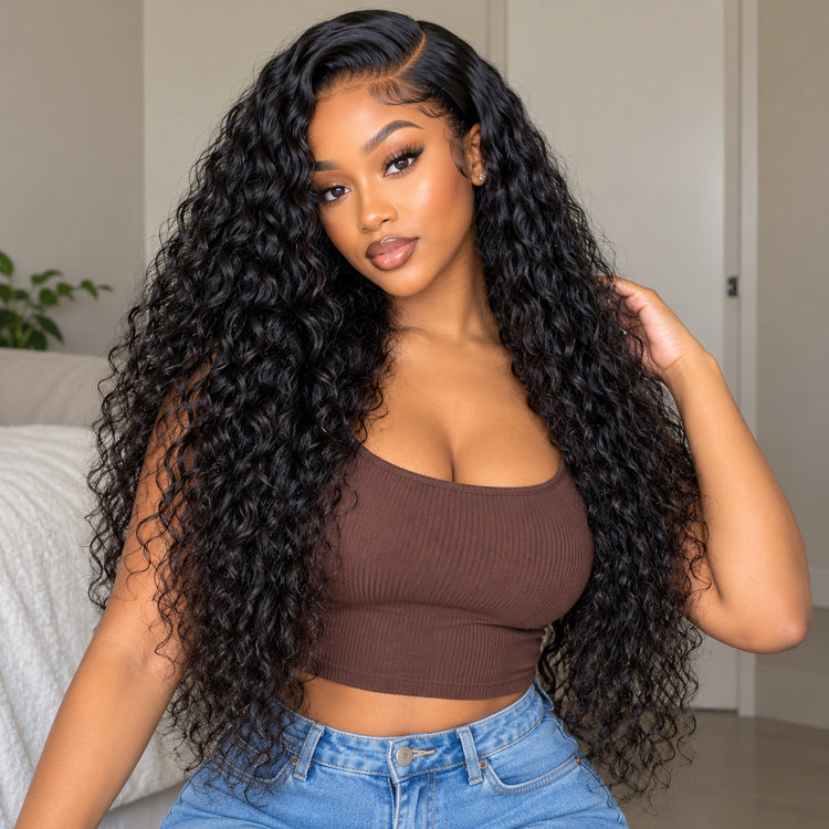 OUTLET | 180% Density Water Wave 13x4 HD Lace Front Free Part Glueless Human Hair Wig Pre Cut Lace-SA ONLY-01