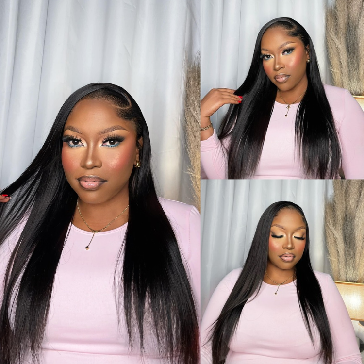 [nokuthula_prettynox]'s Special Link Pre-do Lagos Hairline Flexi Fit Invisi Drawstring Cap Natural Black & Copper Ombre Highlights Silky Straight Glueless 13x4 Frontal HD Lace Wig Pre-Cut Lace-01