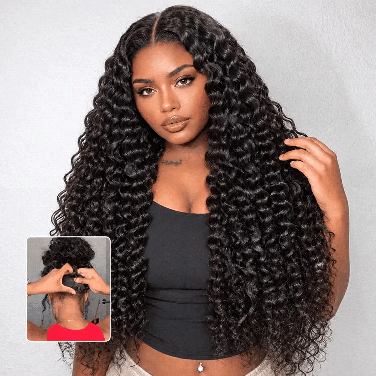 VolumeMAX™ 180% / 220% Density Water Wave Glueless Flexi-Fit Drawstring 13x4 Frontal Lace Fluffy Curly Wig Pre-Cut Lace-29